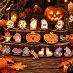 Cute Halloween Cookie SVG Bundle, Kawaii Halloween Cookie Laser Cut Files, Ghost Pumpkin Bat SVG