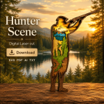 Hunter SVG Hunting Laser Cut File, Glowforge Multilayer