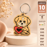 Valentine Love Keychain SVG, Funny Heart Keychain Template, Valentine’s Day Laser Cut File, Couple Gift Design, Digital Download - Image 11