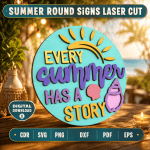 Summer Round Sign Bundle SVG, Beach Welcome Door Hanger, Laser Cut Round Sign DXF PNG EPS, Summer Porch Decor File - Image 4