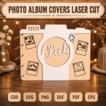 Photo Album Cover SVG | Laser Cut Wedding Album Template | Wooden Memory Book Cover | Digital Download - Image 9