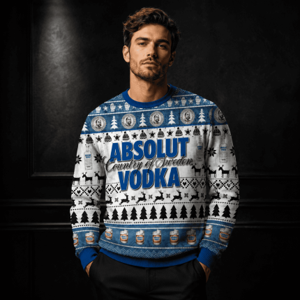 Funny Vodka Inspired Ugly Christmas Sweater, Holiday Party Sweatshirt, Adult Xmas Gift for Cocktail Fans