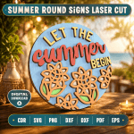 Summer Round Sign Bundle SVG, Beach Welcome Door Hanger, Laser Cut Round Sign DXF PNG EPS, Summer Porch Decor File - Image 2