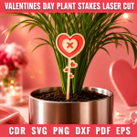Valentine Plant Stakes SVG Files, Valentine's Day Garden Decor Laser Cut Template, Wooden Garden Marker, CNC Glowforge Cut File, Instant Download - Image 11