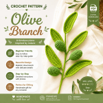 Realistic Olive Branch Crochet Pattern PDF, Crochet Olive Stem, Greenery Crochet Pattern, Botanical Decor