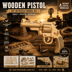 Pistol 3D Puzzle SVG | Wooden Revolver Laser Cut Files | DIY Model Kit | SVG DXF AI EPS PDF | CNC & Glowforge Ready