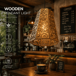 Wooden Pendant Light SVG | Laser Cut Hanging Lamp | Coffee Shop Decor | Glowforge CNC DXF | Wood Lantern Digital File
