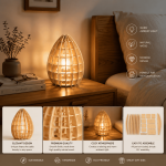 Modern Wooden Table Lamp, Handmade Laser Cut Lamp, Elegant Bedside Night Light, Scandinavian Bedroom Decor, Warm Ambient Lighting