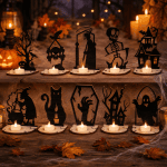 Halloween Tea Light Holder SVG Bundle | Halloween Candle Holder SVG | Haunted House, Grim Reaper, Skeleton, Ghost,