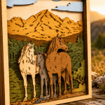 Horse SVG 3D Layered Laser Cut File, Horse Family Mountain, Glowforge Multilayer Plywood - Image 4