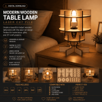Modern Wooden Table Lamp SVG | Laser Cut Lamp Template | DIY Night Light Design | Glowforge File | Digital Download