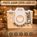 Photo Album Cover SVG | Laser Cut Wedding Album Template | Wooden Memory Book Cover | Digital Download - Image 10