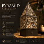 Pyramid Table Lamp, Modern LED Night Light, Laser Cut Geometric Lamp, Unique Home Decor Lighting, Minimalist Bedroom Lamp, Handmade Gift