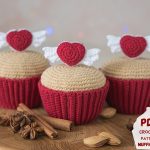 Crochet pattern cupcake with crochet heart pattern, Mothers day crochet food pattern, Amigurumi food pattern