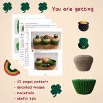 Crochet food pattern decor for St Patricks day, Amigurumi food for kids pretend play, Crochet play food muffin in green - Image 2