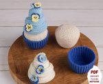 Cupcake amigurumi crochet pattern with pansies, Crochet food pattern for summer gifts, Crochet play food pattern, Amigurumi food pattern pdf