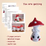 Crochet mushroom pattern as crochet gift for girl, Kawaii amigurumi food pattern for kids pretend play, Kawaii crochet play food pattern - Image 2