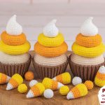 Crochet patterns cupcake and candy, Crochet food pattern for Thanksgiving decor, Crochet cupcake pattern, Crochet play food pattern