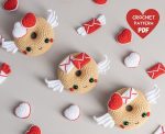 Crochet patterns amigurumi donut with heart and wings, Crochet angel pattern, Valentine amigurumi pattern food, Crochet food pattern,