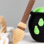 Halloween crochet patterns: Witch broom with cauldron and crochet witch hat, Crochet Halloween decor, Halloween amigurumi pattern - Image 4