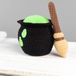 Halloween crochet patterns: Witch broom with cauldron and crochet witch hat, Crochet Halloween decor, Halloween amigurumi pattern - Image 6