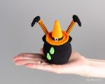 Halloween crochet patterns: Witch broom with cauldron and crochet witch hat, Crochet Halloween decor, Halloween amigurumi pattern - Image 3