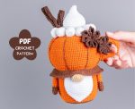 Crochet patterns pumpkin gnome, Crochet pumpkin pattern, Crochet gnome pattern, Amigurumi pumpkin spice latte gnome crochet decor pattern - Image 3
