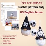 Halloween crochet keychain pattern gnome with skull ans spider, Keychain skull crochet pattern, Crochet Halloween spider gnome pattern - Image 2