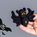 Halloween crochet pattern bat, Crochet bat pattern, Crochet Halloween bat brooch pattern, Cute bat amigurumi pattern