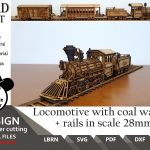 Files for laser cut Wild West Locomotive 28mm Scale (SVG, DXF,XCS) Lightburn xTool