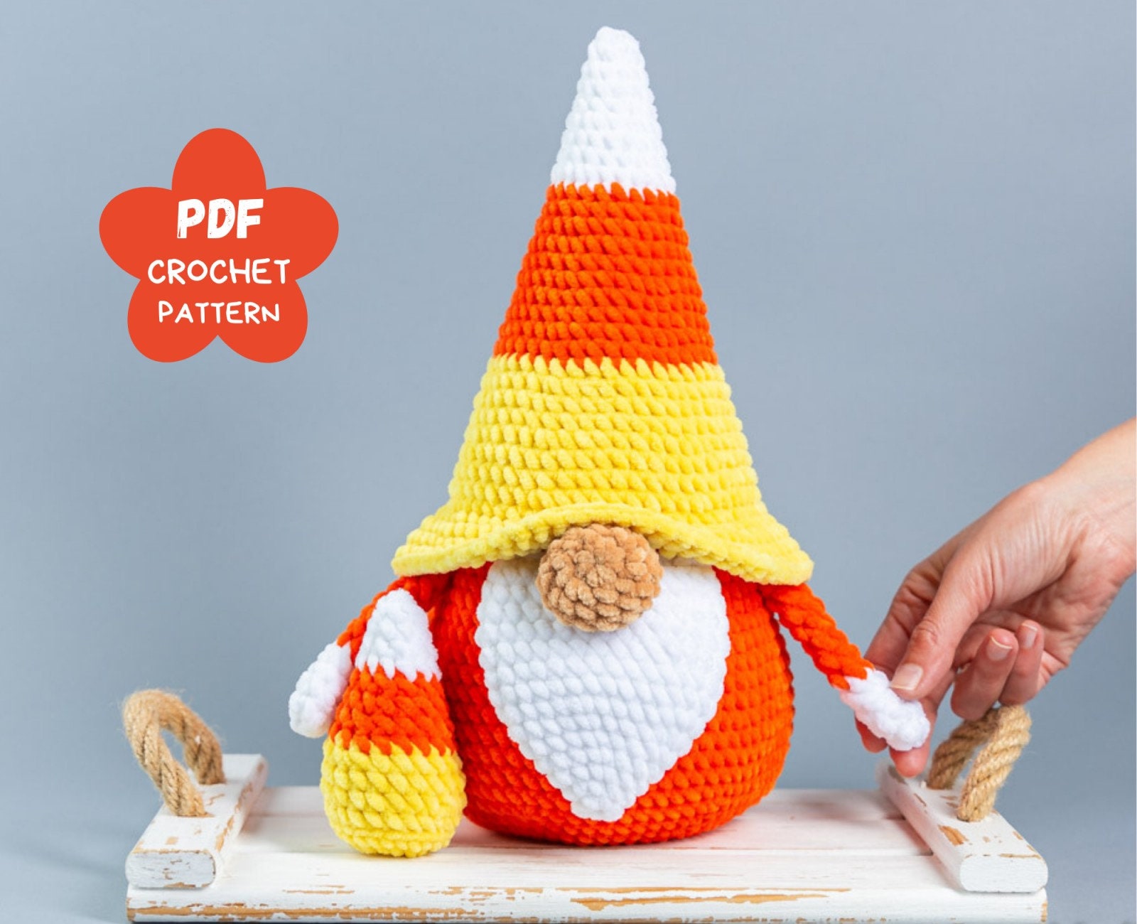 il_fullxfull.5022883392_b8o1.jpg Crochet patterns Halloween gnome and candy, Crochet Plush Halloween Gnome amigurumi pattern, Crochet animals plush pattern, Crochet decor - Image 1