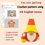 Crochet patterns Halloween gnome and candy, Crochet Plush Halloween Gnome amigurumi pattern, Crochet animals plush pattern, Crochet decor - Image 2