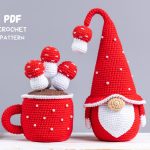 Crochet patterns Mushroom gnome with crochet cup, Mushroom crochet pattern, Gnome amigurumi crochet pattern, Crochet play food pattern