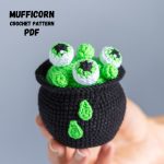 Crochet Halloween pattern potion pot with spoon, Halloween potion crochet pattern, Halloween crochet monster pattern, Crochet food pattern