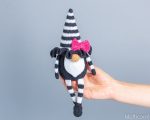 Halloween crochet patterns gnome with skull bow and pumpkin, Halloween Gnome and skull crochet pattern, Crochet Halloween pumpkin decoration - Image 7