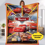 Racing Land Fleece Blanket Personalized McQueen Racing Movies Blanket Lightning Mcqueen Blanket Birthday Gift