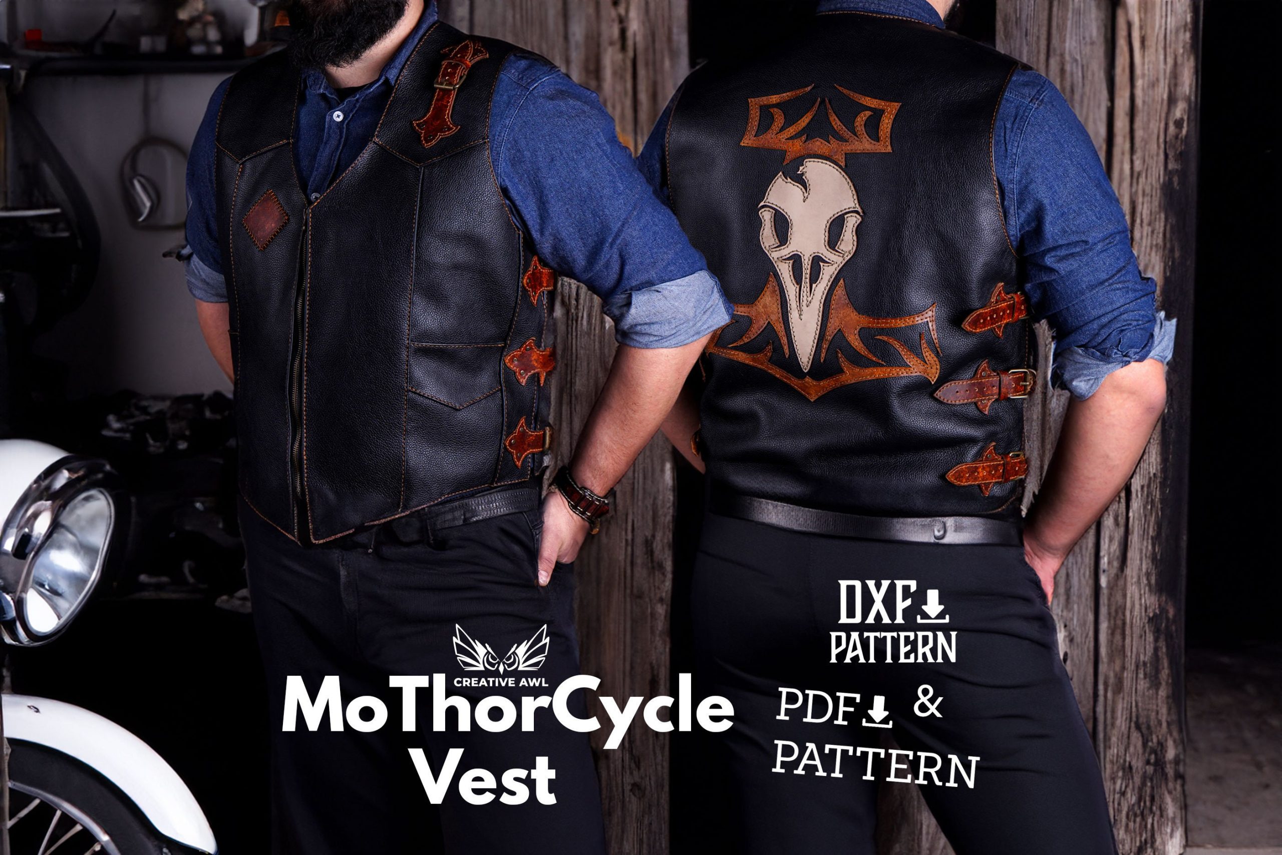 il_fullxfull.5569244518_qq20.jpg PDF & DXF Leather Motocykle Vest PDF Pattern - Image 1