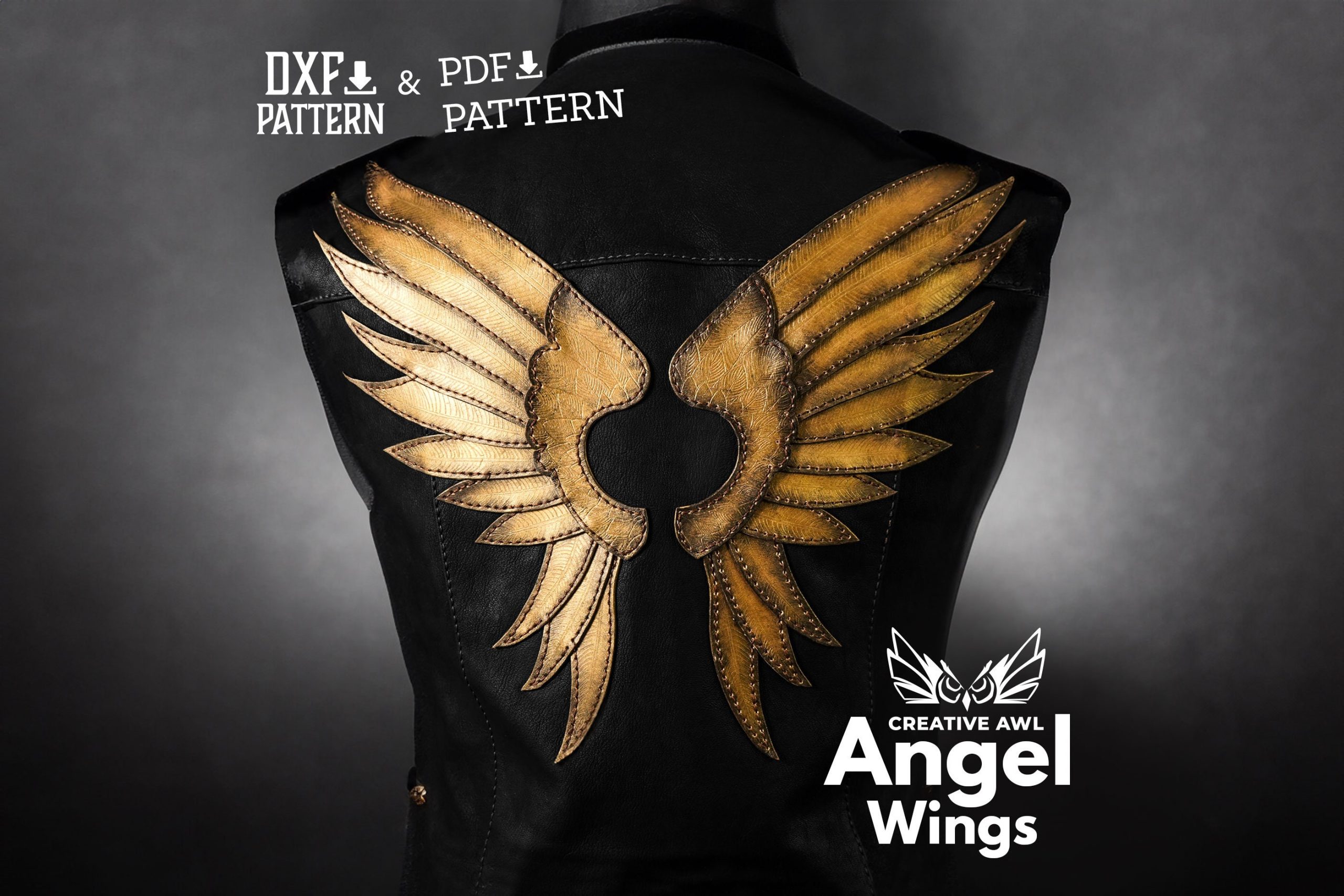 il_fullxfull.5572596482_lz32.jpg Leather Angel Wings Pattern: Jacket Add-on (PDF & DXF) - Image 1