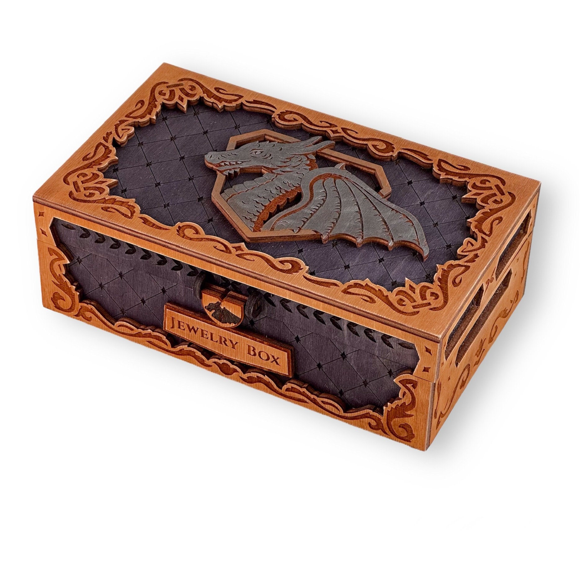 il_fullxfull.5902368899_fppp.jpg Jewelry Box Plan. 3mm, 1/8 inch (3.175mm), 3.6mm, 4mm, 4.5mm, and 5mm. Laser cut files SVG, PDF, CDR. Digital product. - Image 1