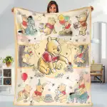 Personalized Watercolor Winnie the Pooh Blanket Pooh Bear and Friends Blanket Pooh Bear Magic Kingdom Blanket for Bed Couch Sofa