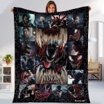 Venom Blanket Venom Eddie Brock Blanket Avengers Superhero Throw Blanket for Bed Couch Sofa