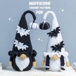 Crochet patterns Halloween gnome with bat and pumpkin, Halloween crochet gnome pattern, Crochet pumpkin pattern, Crochet bat pattern
