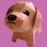 PaperCraft kit Brown Dog 3d paper model crafting kit PDF plans to print cut & glue DIY paper craft template for hobby puzzle decor