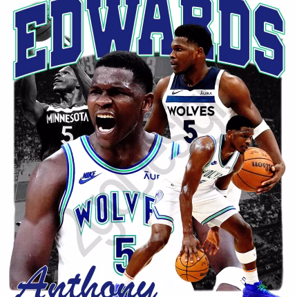 Vintage Anthony Edwards Bootleg Shirt Design: Basketball Graphic Tee - Image 2