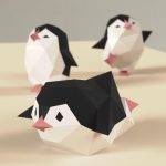 PaperCraft kit Penguins 3d paper model crafting kit PDF vector lines plans to print cut & glue DIY paper craft template hobby puzzle decor