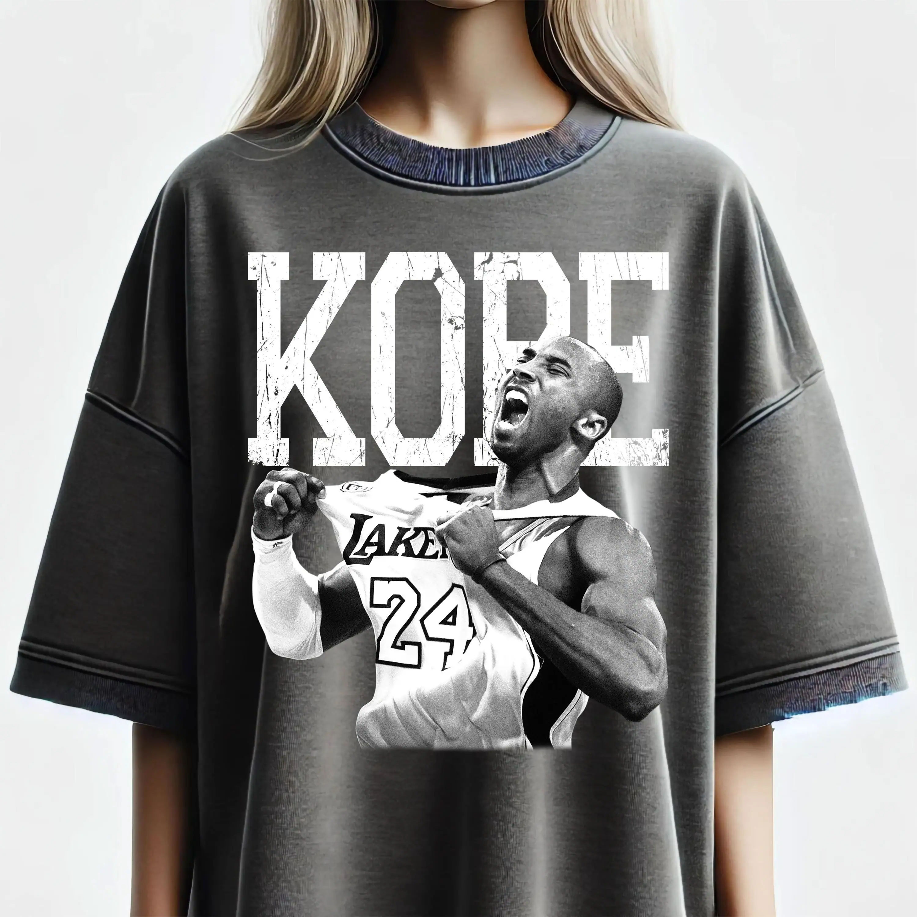 Kobe Basketball Player T-Shirt Design: Black & White Bootleg Tee