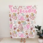Personalized Name Epcot Fleece Blanket, Magical Epcot Blanket, Cute Pink Snack DNland Blanket for Newborn Baby, Birthday Gifts for Kid