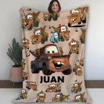 Custom DN Cars Tow Mater Cute Fleece Blanket, Custom Family Car Racing DNland Mater Cartoon Blanket, Birthday Gift, Baby Shower Gift