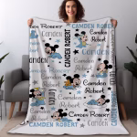 Custom DN Baby Mouse Fleece Blanket, Customized Mikey Blanket, Personalized DNland Mouse Magic Kingdom, Birthday, Christmas Gifts