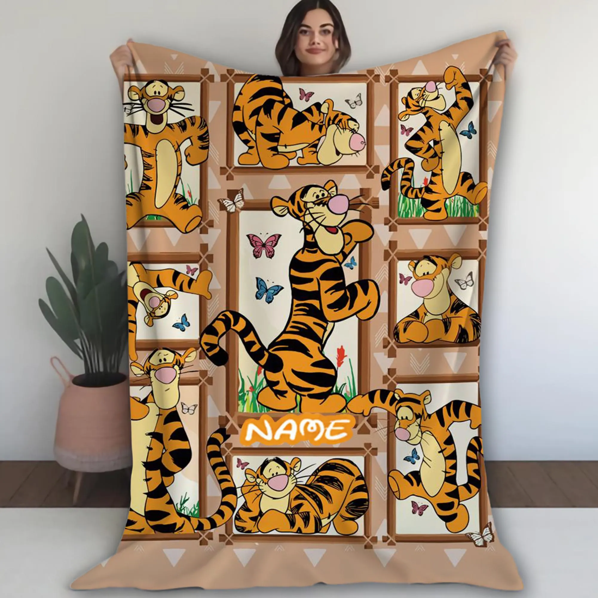Custom Tigge.r Disneyland Fleece Blanket, Tigge.r Winnie Movie Pooh Cute Cartoon Blanket, Tiger Disney Blanket, Birthday, Christmas Gifts Custom Tigge.r DNland Fleece Blanket, Tigge.r Winnie Movie Pooh Cute Cartoon Blanket, Tiger DN Blanket, Birthday, Christmas Gifts - Image 1